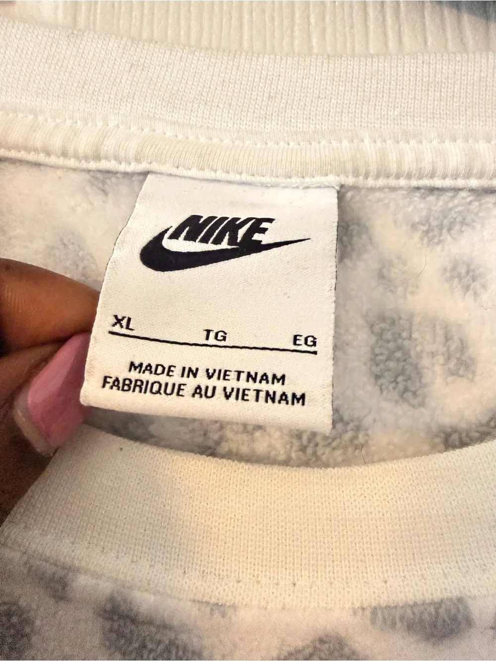Nike Women's Gray Leopard Crewneck Sweatshirt with Gold Swoosh